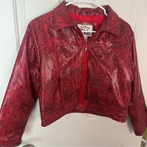 Vintage Active Kids M Pleather Red Snakeskin Jacket